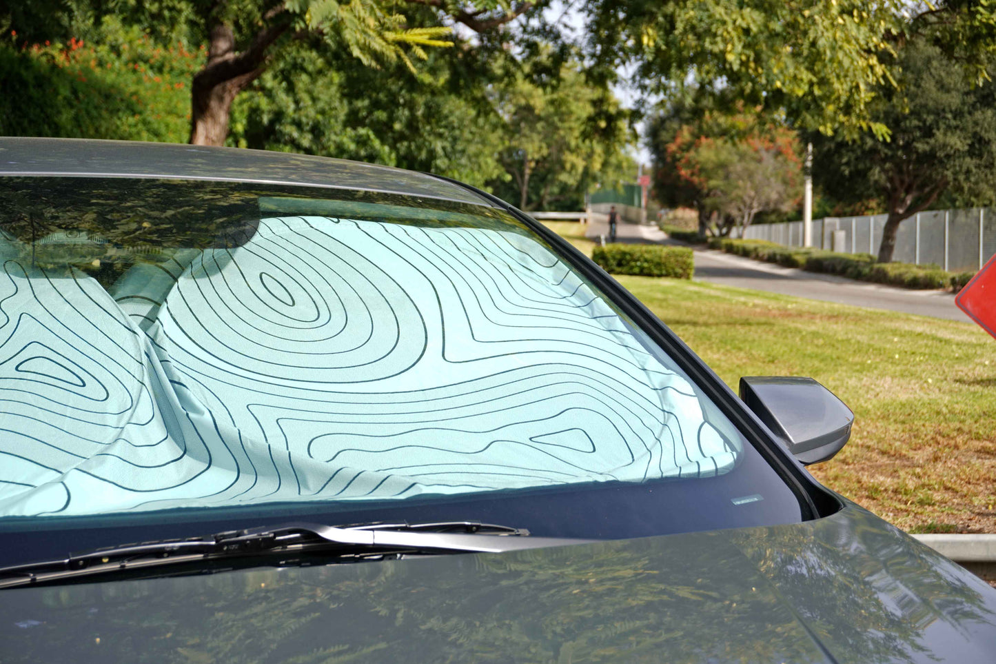 Topographic Map Windshield Sun Shade UV Reflective Visor, Universal Size