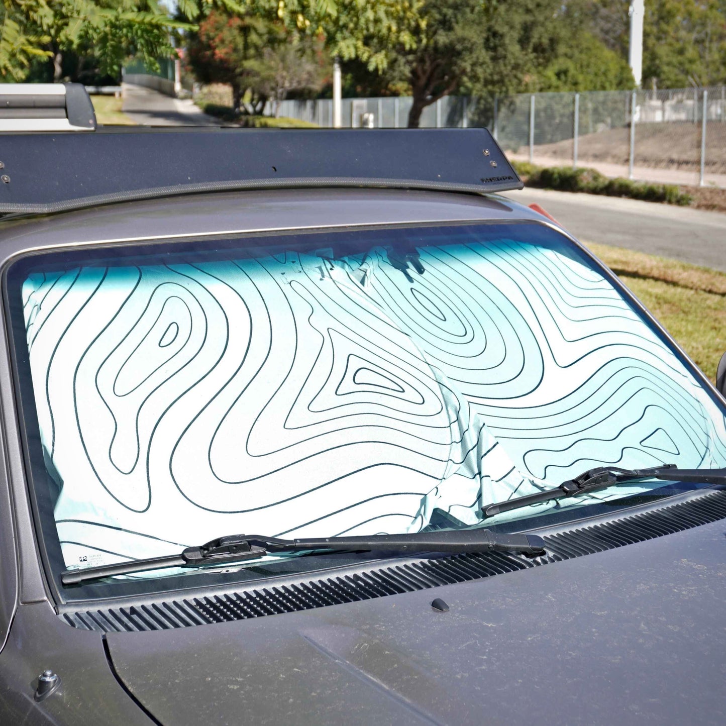 Topographic Map Windshield Sun Shade UV Reflective Visor, Universal Size