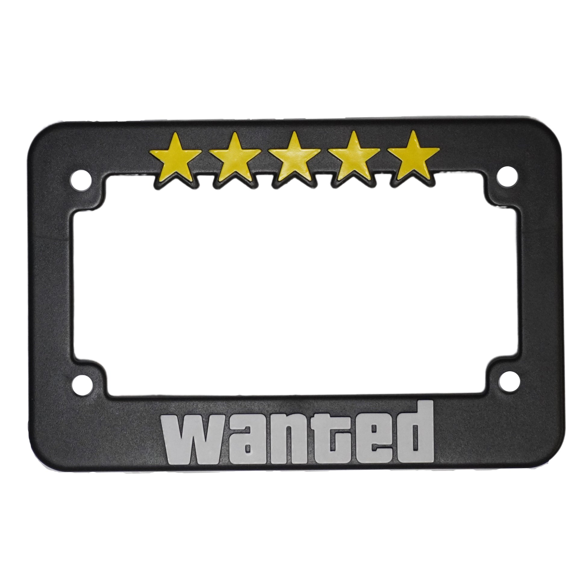 wanted level 5 star license plate frame for motorcycle bike