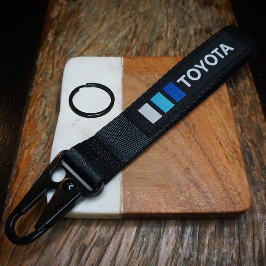 Blue TRD Retro Stripes Keychain for Toyota, Metal Clip-On Accessory