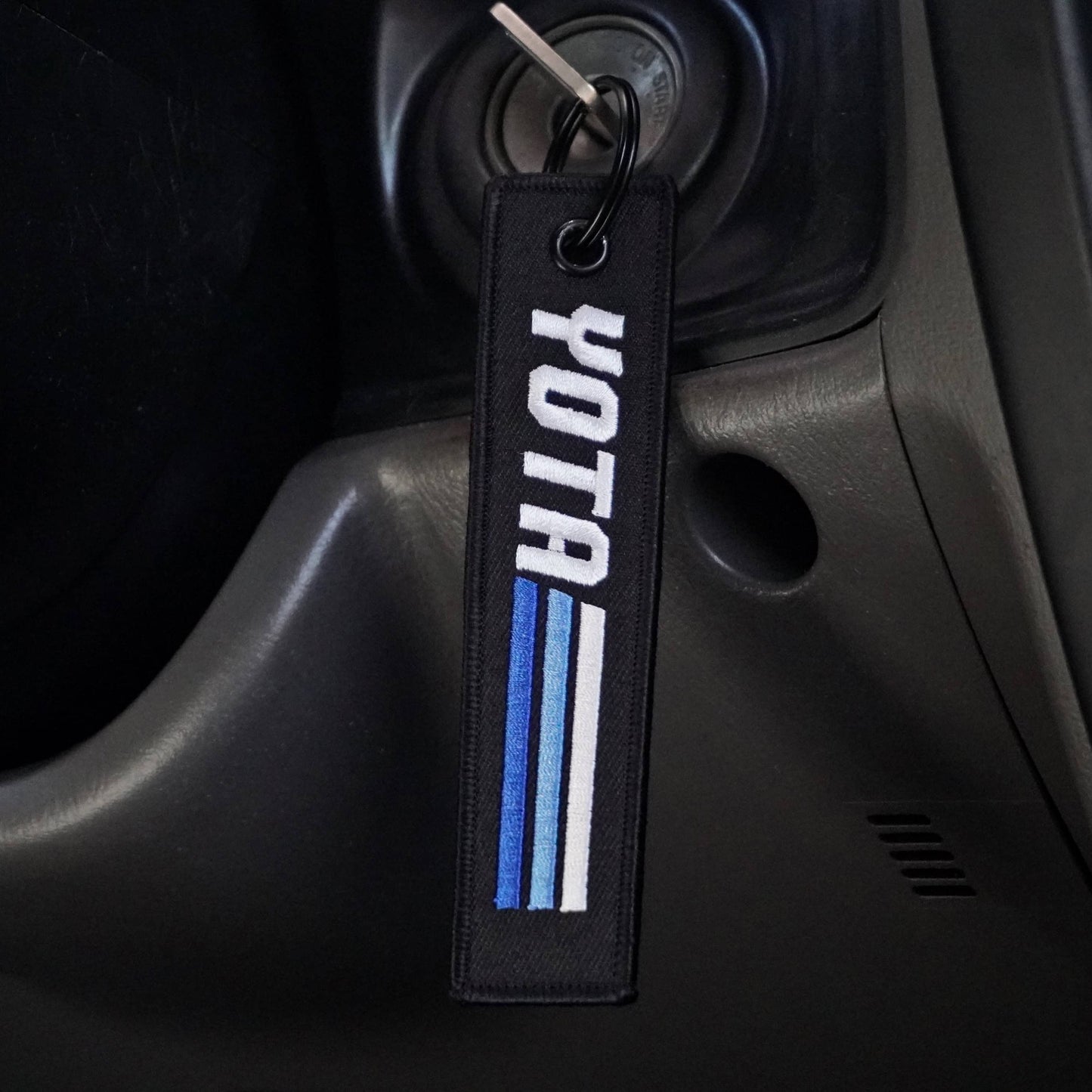 TRD Blue Scheme Retro Stripes Keychain for Toyota, Embroidered, YOTA