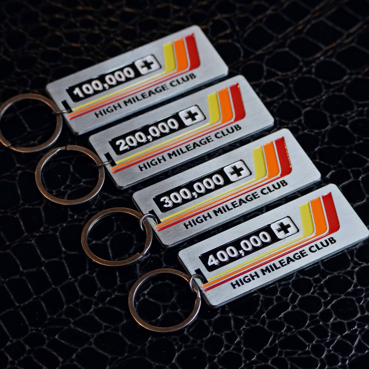 High Mileage Club Keychain for Toyota, Lexus, Vintage Heritage Stripes