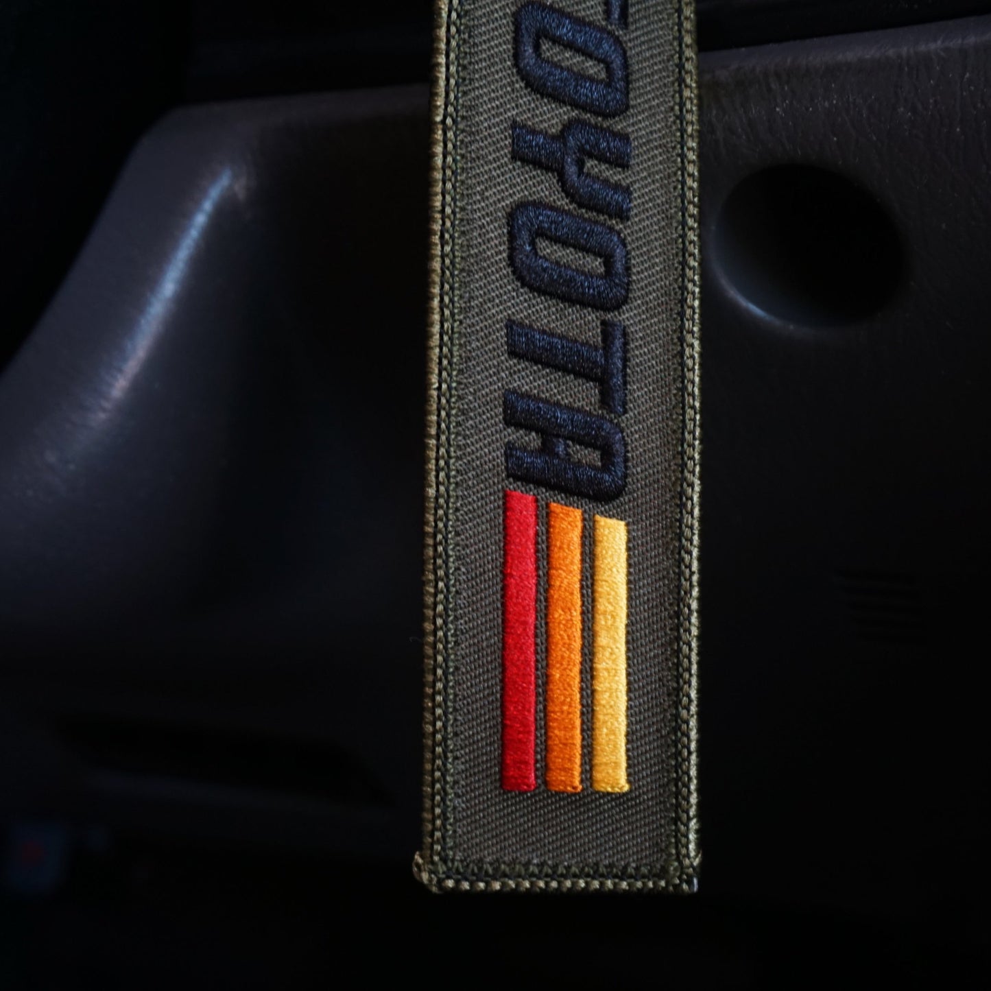 Porte-clés rétro Heritage Stripes pour Toyota, noir, brodé